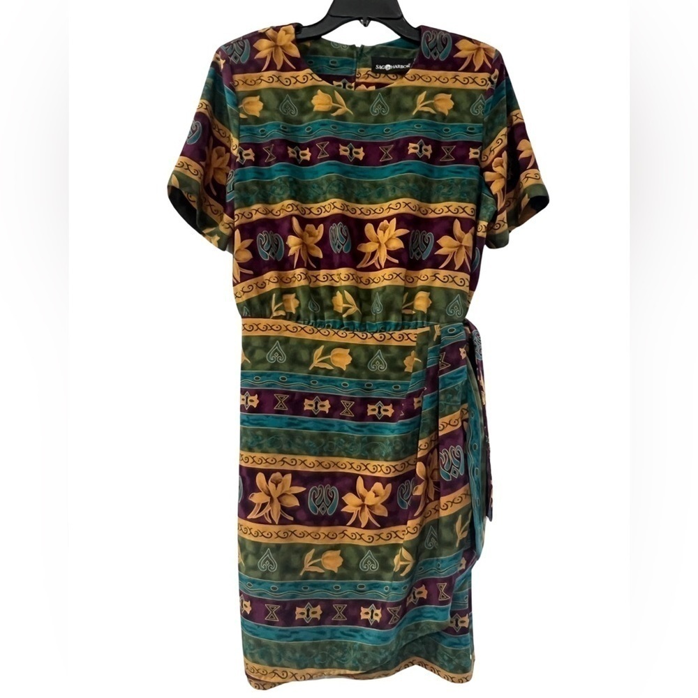 Sag Harbor, Multicolor tropical print Wrap dress